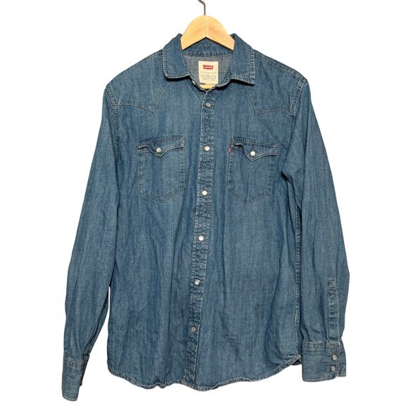 Levi’s Unisex Western Denim Shirt Snap Button Long Sleeve Pearl Snap – Small - Picture 1 of 13